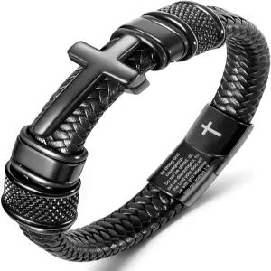 라이징선 남성 크리스천 팔찌 남성용 크로스 아빠 남편 남자친구 아들을 위한 선물 새겨진 성경 구절 보석