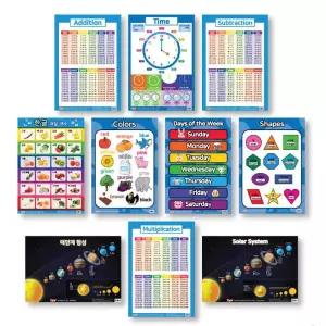 유아 벽보 영어 10종(SET-B) 학습벽보 영어공부 숫자공부 한글공부