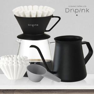 드립핑크 도자기(국내산) 올인원 핸드드립세트 블랙 5종 선물세트(드립포트600ml+도자기드리퍼+커피서버+여과지+계량스푼)