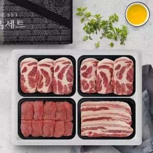 [인정푸드][냉장][보성녹돈] 한돈 실속구이선물세트 1.6kg(오겹살1팩+목살2팩+뒷다리살 1팩)팩당400g