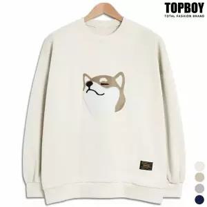 [하프클럽/탑보이]보들보들 시바 오버핏 맨투맨 (IN001)