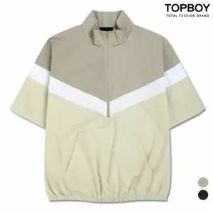 [하프클럽/탑보이]브이 배색 오버핏 아노락 반팔티 (NS594)