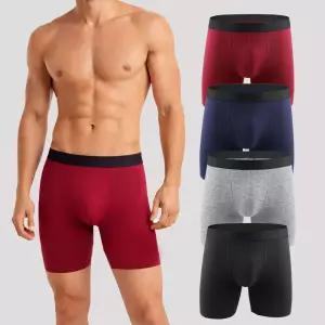 [4매입] 남성 언더웨어 속옷 순면 3부 롱 드로즈 패키지