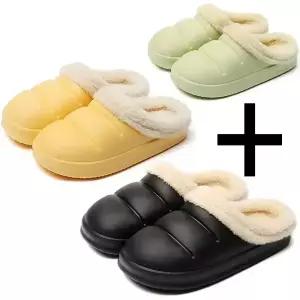 하나 더 호빵 털슬리퍼 겨울철 따뜻한 털실내화 거실 사무실 여학교 털슬리퍼