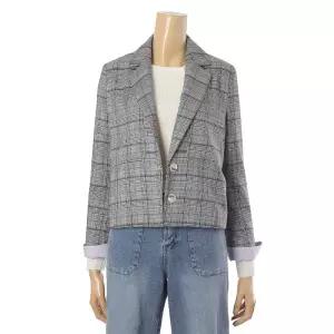 [롯데백화점]페이지플린 체크 크롭 테일러드 자켓 (F4AJK030)