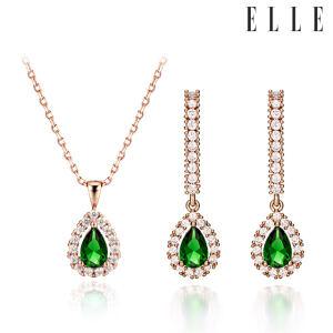 [엘르주얼리] 그린 티어 귀걸이 목걸이 세트 EL2SET109