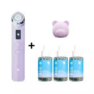 메디큐브 에이지알 부스터 프로 라벤더 + 앰플 3개 + 곰돌이 헤드캡(라벤더) 1개 - BNS