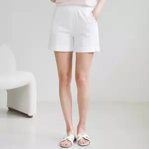 [드리다]드리다 여름 면 4부 빅사이즈 핫팬츠 숏 팬츠 밴딩 반바지 미시 캐주얼 등원 나들이 휴가룩