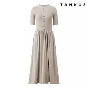 [롯데백화점]탱커스 골지 페이크 버튼 플레어 원피스  TX3OP004L0