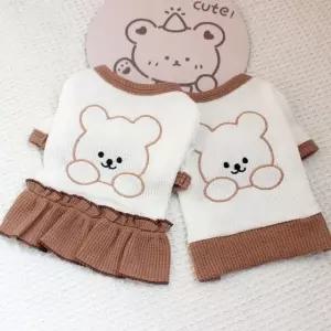반려동물 곰돌이 와플 티셔츠 스커트 강아지옷 (WFJX076)