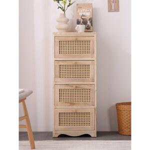 라탄 서랍장 폭좁은 침실 복도콘솔 원룸 가구 4단서랍장 협탁 35x30x84 거실 보관함