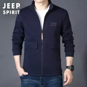 JEEP SPIRIT 남성용 포근한 이중 안감 융털 후리스 집업 자켓