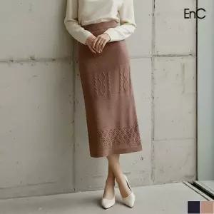 [ENC] 크로쉐 니트 롱스커트 (ENWK14T85B)