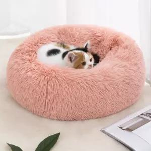 강아지원형방석 강아지원형쿠션 도넛디자인 장모 단모 고양이겸용 세탁기사용가능 보들한털 미끄럼방지원단