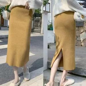 [하프클럽/]여성 춘절기 데이트스타일링 니트립 뜨개탑 밴드 롱라인 치마