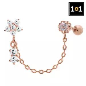 [하프클럽/]14K 골드필드 플라워 체인 피어싱 (한쪽판매) 1 1
