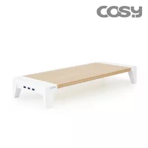 COSY 모니터 노트북 거치대 USB허브 장착 공간활용 다용도 선반 받침대 스탠드 우드스타일 ST2102UB