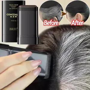 3가지 색상 헤어 염색 스틱 빗 포함 검정색 갈색 헤어 염색 흰머리 커버 뿌리 컨실러 스틱 임시 염색 케어
