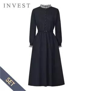 [신세계라이브쇼핑][인베스트] 프릴 배색 벨트 셋 니트 원피스_IN5W1OP3331