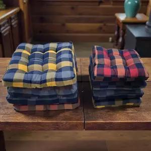 쓰리몰 두꺼운 체크 순면 방석 55x55 거실 바닥 쿠션 좌식 대형 방석