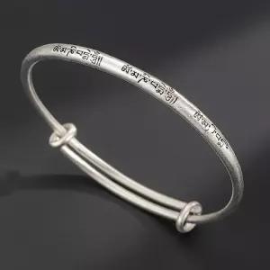 옴마니반메훔 순은 999 도금 무광 브러싱 뱅글 만트라 팔찌