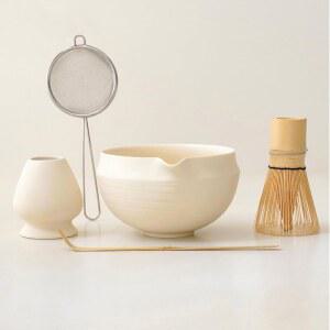 말차 세트, 5개 거품기 세트 u2013 우아한 둥근 디자인 볼, 접힌 테두리, 매트 버터크림 글레이즈, 사용하기 편안함, 선물 상자 포함