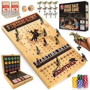 경마 보드 게임 - 대형 22인치 접이식 프리미엄 칩, 카드 2세트, 주사위 2개, 메탈 더비 토큰 11개가 내장된 흥미로운 가족 레이싱 세트