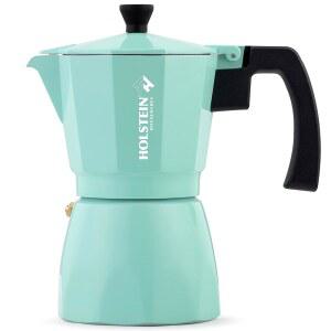홀스타인 하우스웨어 - 6컵 알루미늄 스토브탑 에스프레소 메이커 및 모카 포트 전통적인 커피, 이탈리아 쿠바 카페 브루잉을 몇 분 만에 즐길 수 있는 훌륭한 맛, 민트