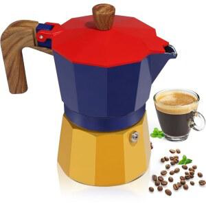 알루미늄 3컵 150ml 모카 포트 익스프레스 커피 메이커 스토브탑 에스프레소 컬러풀 이탈리아 클래식 스타일 양조 그레카 카페 머신 애호가 캠핑 여행 및 가정용 5온스