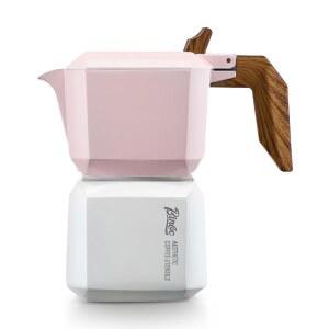 빈쿠 스토브탑 에스프레소 메이커 2컵, 크리에이티브 큐브 모카 커피 포트 더블 밸브-이탈리아 포트, 여과지 포함, 120ML / 4온스(핑크화이트)