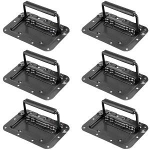 SEUNMUK 6팩 6 x 4인치 스프링 적재 오목 손잡이, 케이스 박스 가슴 캐비닛 스피커용 패딩 그립이 있는 중간 크기의 검은색 철제 손잡이