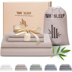 TWK 럭셔리 시트 세트, 대나무, 냉각 및 통기성, 실크 소프트, 침구 베갯잇(모래, 킹)에서 추출한 100% 비스코스 정품