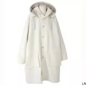 AURALEE 라이트 멜톤 후드 라이너 코트 아이보리