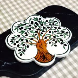 투르크와즈 터키 도자기 냄비받침 올리브나무 답례품