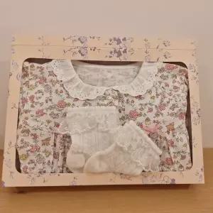 [밍크뮤](마산점)[26년SS출산선물] WH)루루플라워우주복&아일렛레이스양말세트(36170-041-09*36170-011-...