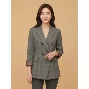 [꼼빠니아]체크 더블 버튼 자켓 CW22JK0301499A_P406091404