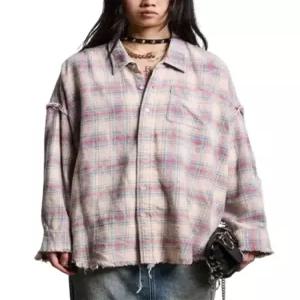 아이유셔츠 핑계고 체크 오버핏 루즈핏 커플룩 커버업셔츠 파스텔 남녀공용 여자남방