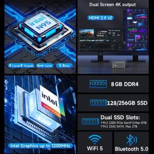 GMKtec G3S 미니 PC 인텔 알더 레이크 N95 윈도우 11 프로 미니 PC 8GB DDR4 128/256GB PCIe M.2 SSD WiFi