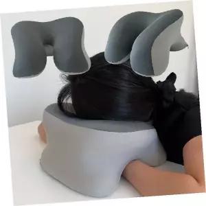 사무실 책상 낮잠 목 지지 쿠션 기억 형상 소재 팔 받침 휴게 베개 회색 곡선