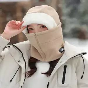 후드워머 여성 4in1 지퍼형 라이딩후드 마스크 목도리 360도 방한 겨울모자