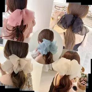 빅사이즈리본 빅사이즈 왕리본 쉬폰 엔젤 반자동 집게핀 헤어핀