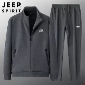  JEEP 가을 겨울 남성 패션 트레이닝 세트복 데일리 집업 가디건 투피스 세트+팔찌