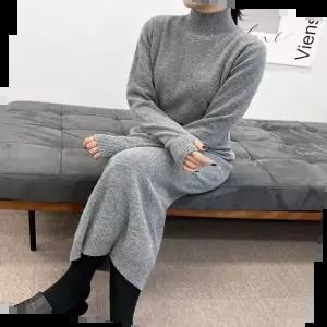 폴라니트 니트스커트set 여성 그레이 목폴라데일리 5072