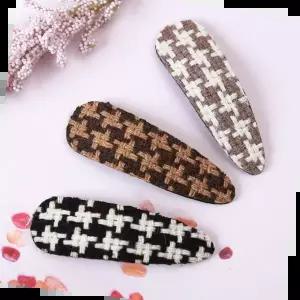 체크무늬 니트 똑딱핀 헤어핀 머리핀