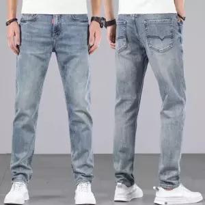 남성 일자청바지 스판 슬림핏 워싱데님팬츠 T696