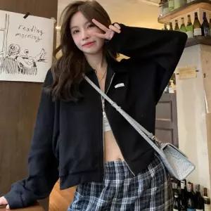 여자 3컬러 살짝 크롭 투웨이 지퍼 간절기 자켓 점퍼 vbU3+5zbZ