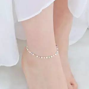 써지컬 스틸 글라스 진주 비드 체인 패션 발찌