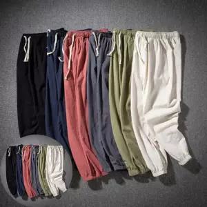 빅사이즈남자바지 일상복 데이트룩 코디 남성 린넨 세미 와이드 긴바지