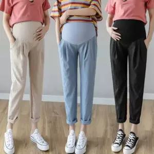 팬츠 임산부 임산복 임부복 얇은 슬렉스 배기 바지 면 9부 [f8CE920]