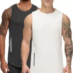 홈트 헬스장 포켓 티셔츠 주머니 의상 신축성 세트 민소매 [fA914FF]